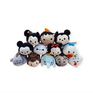 Twelve Disney Tsum Tsum Mini Plush Woody Mickey Dumbo Olaf Eeyore Donald & More
